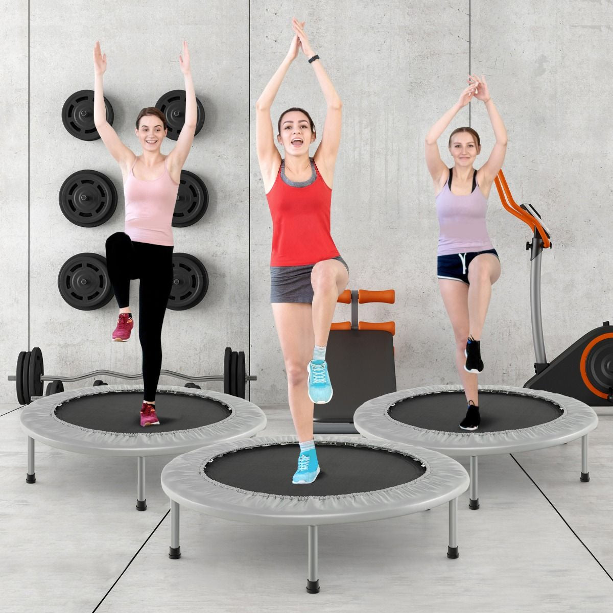 Foldable Mini Trampoline with Springs and Padded Cover